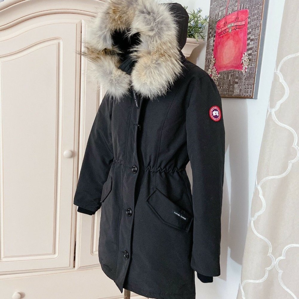 🔥Host Pick‼️Canada Goose Fur-Trim Hooded Black S - Picture 6 of 12